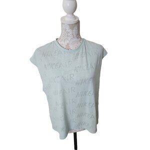 Nike Air Womens top Aqua Blue Ventilated Short-Sleeve Running Large